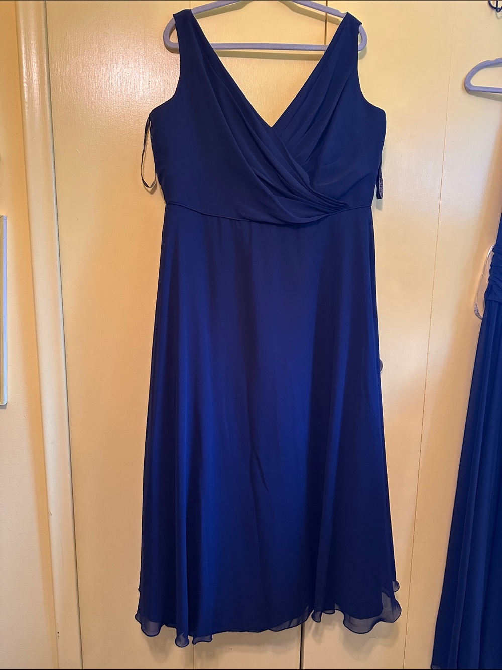 Alfred Angelo Royal Blue V-Neck Midi Dress size 22